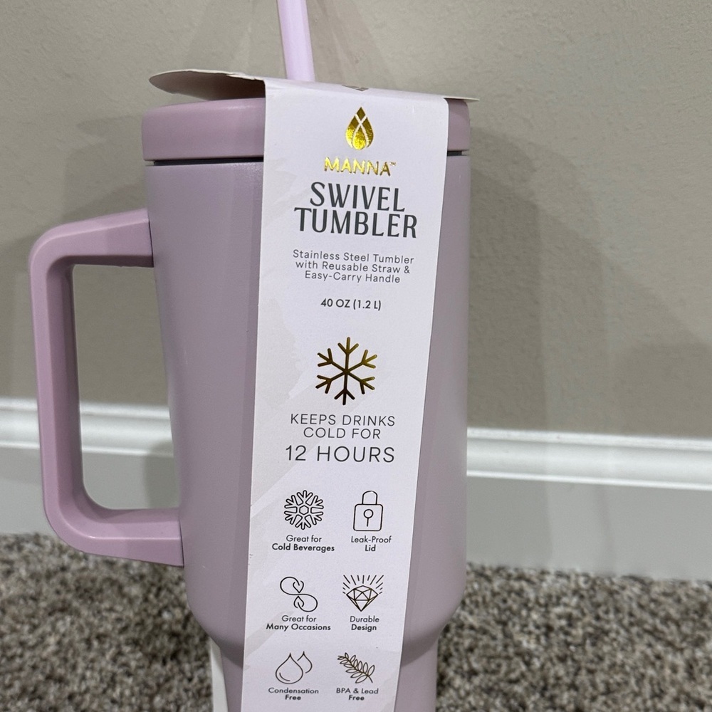 Swivel Tumbler in Dusty Rose Pink with Handle - Picture 2 of 2